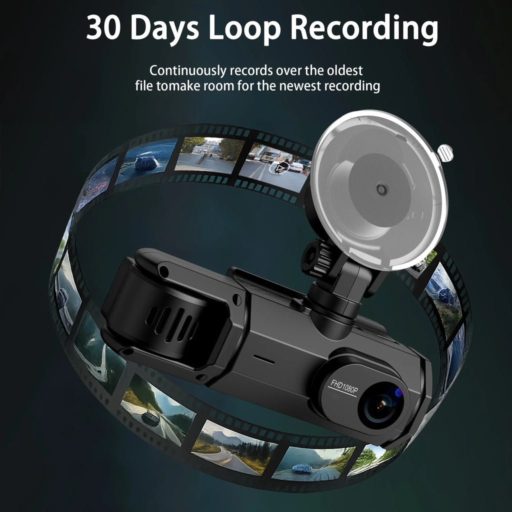 TIKBBRMG Dash Cam Front and Rear,Triple Camera,1080P Full HD Dashcam for Cars Backup Camera,Included 64GB Card,Built-in Wi-Fi GPS,2” IPS Screen, Night Vision, 140°Wide Angle,WDR, 24H Parking Mode