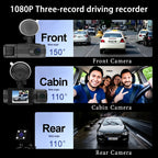 TIKBBRMG Dash Cam Front and Rear,Triple Camera,1080P Full HD Dashcam for Cars Backup Camera,Included 64GB Card,Built-in Wi-Fi GPS,2” IPS Screen, Night Vision, 140°Wide Angle,WDR, 24H Parking Mode