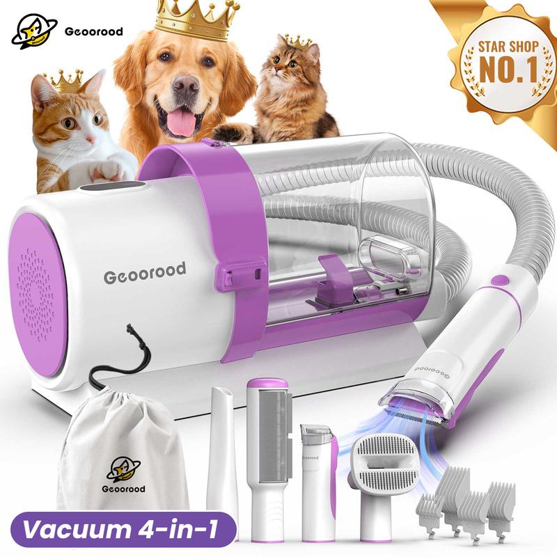 Dog Grooming All-in-One Kit with Vacuum Brush 2.5L Large Pog, Stainless Steel Blades Lightweight Design 13KPa Suction Force Portable Cleaning Set