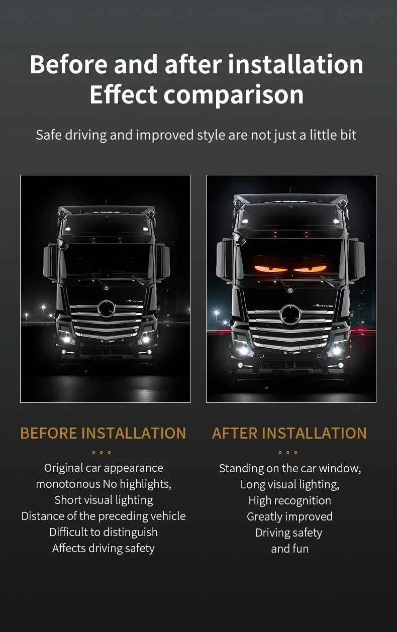 Truck & Car Devil Eye LED Pixel Panel Light – Remote-Control Soft Foldable Scrolling Display 12V/24V
