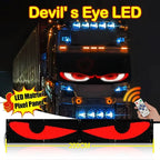Truck & Car Devil Eye LED Pixel Panel Light – Remote-Control Soft Foldable Scrolling Display 12V/24V