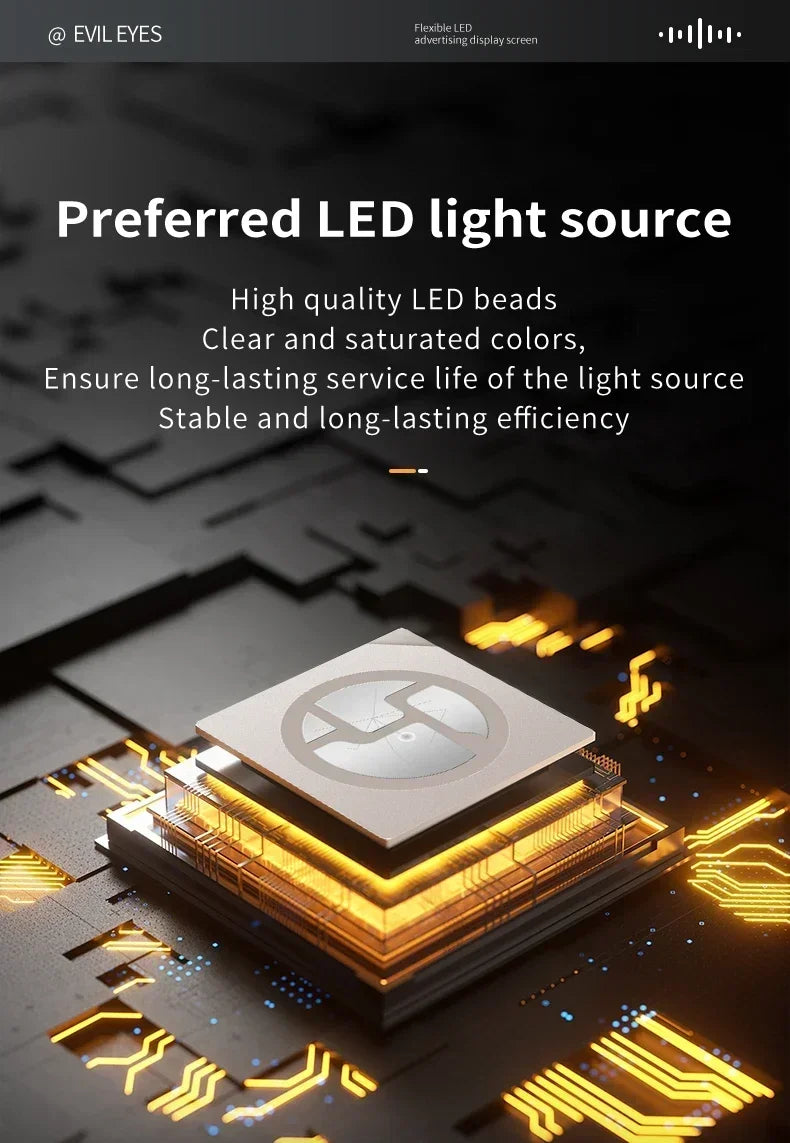 Truck & Car Devil Eye LED Pixel Panel Light – Remote-Control Soft Foldable Scrolling Display 12V/24V