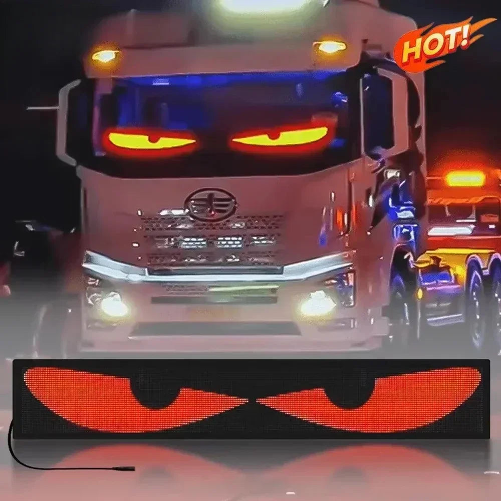 Truck & Car Devil Eye LED Pixel Panel Light – Remote-Control Soft Foldable Scrolling Display 12V/24V