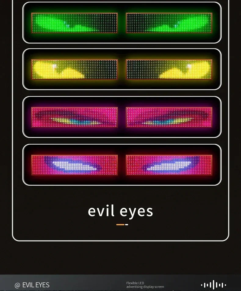 Truck & Car Devil Eye LED Pixel Panel Light – Remote-Control Soft Foldable Scrolling Display 12V/24V